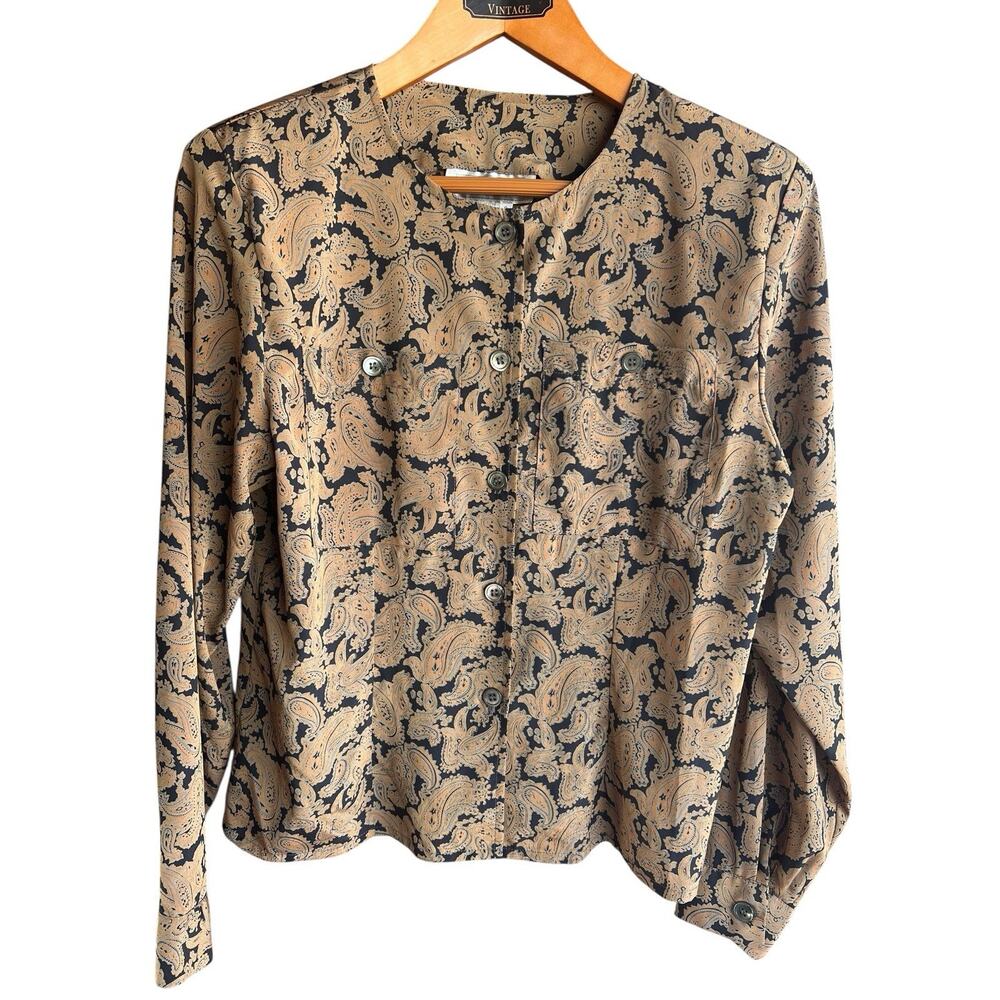 LA CHINE CLASSIC BY GALINDA WANG. POLYESTER PAISLEY BLOUSE Size 8